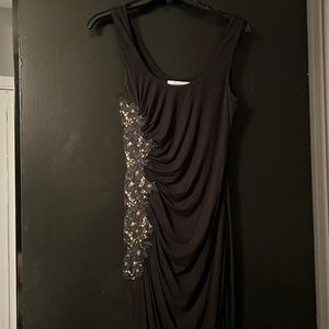 Bailey 44 maxi dress ruched lace side with slit black xs